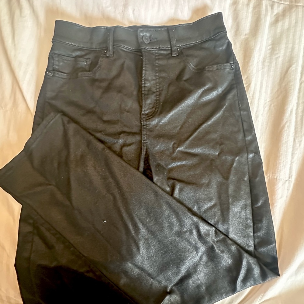 Express straight high rise coated pants